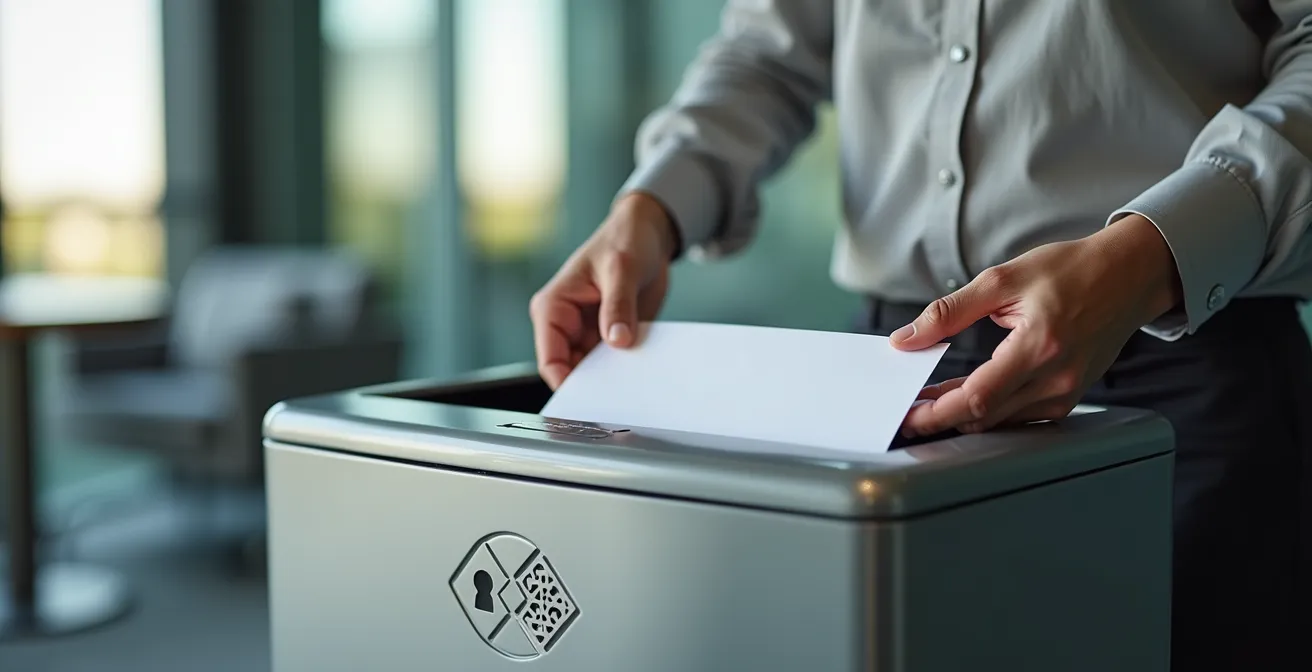 Sistema de contenedores seguros para destrucción de documentos en entorno empresarial