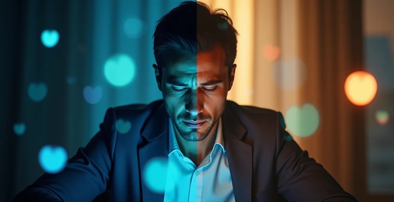 Contraste visual entre trabajo sincrónico estresante y trabajo asíncrono equilibrado