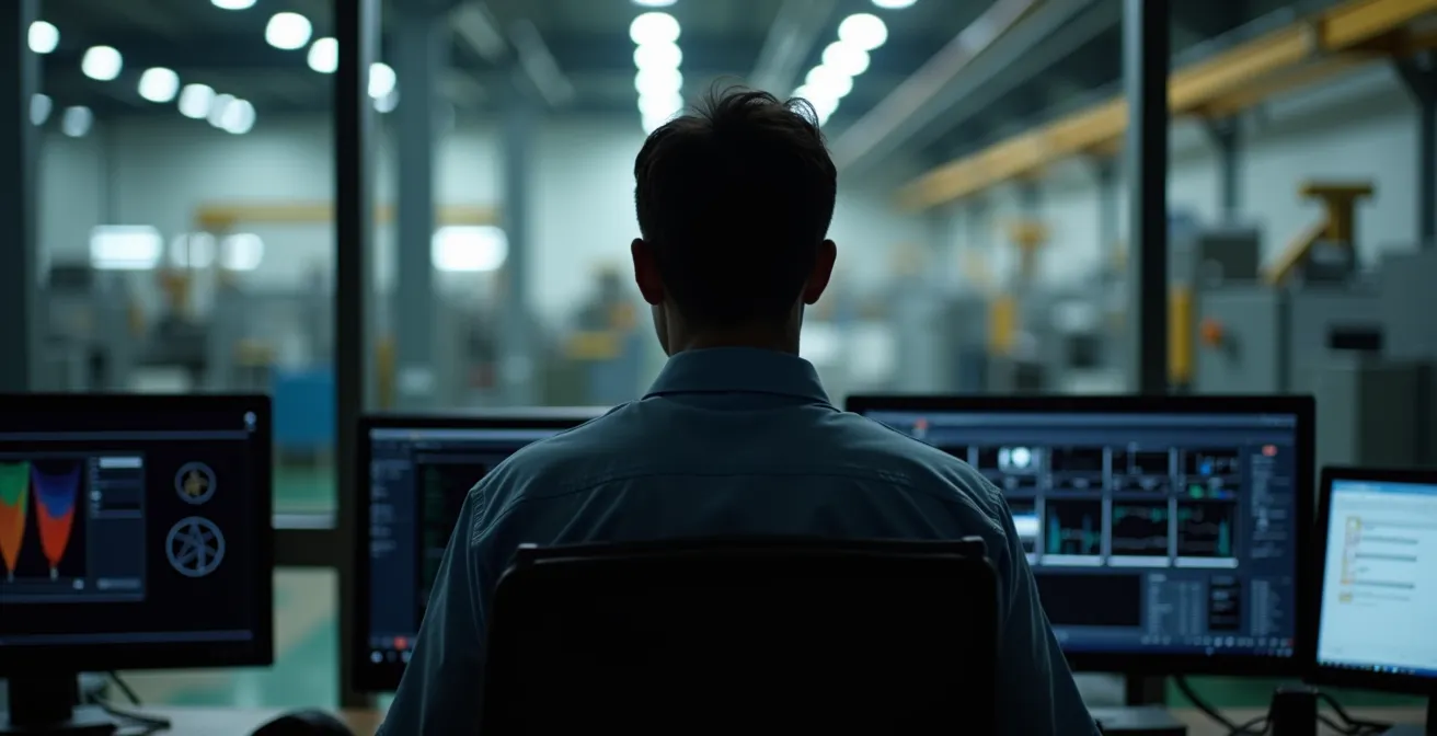 Vista panorámica desde oficina de control hacia planta de producción