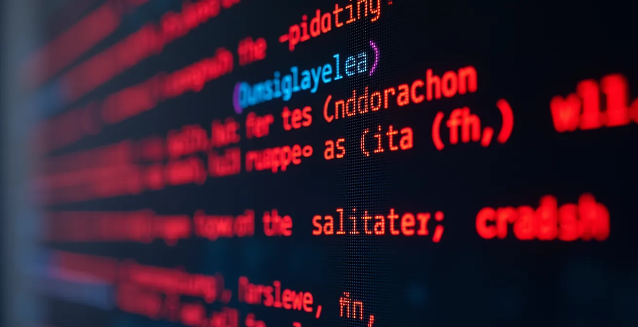 Detalle macro de pantalla mostrando píxeles abstractos en patrón de error