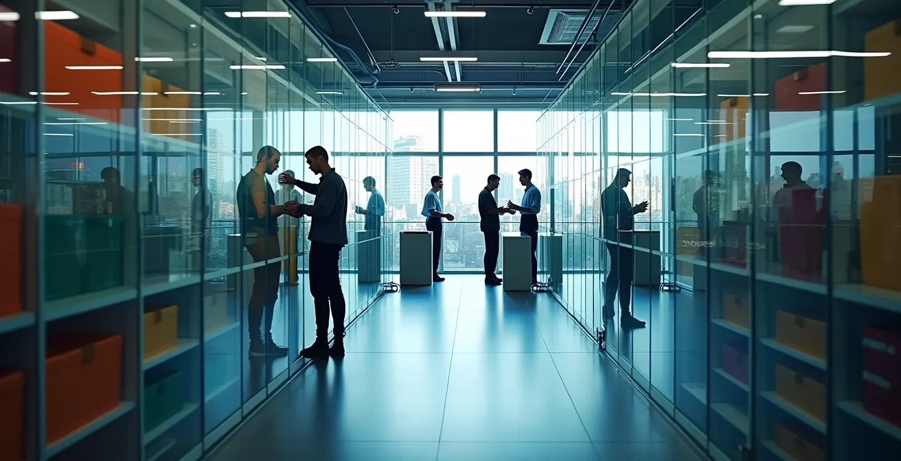 Dashboard visual transparente mostrando consumo de material por departamentos